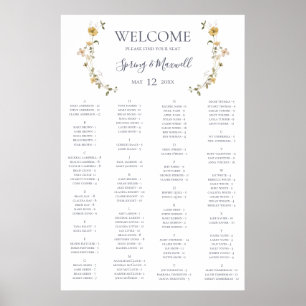 Poster Primavera Wildflower   Gráfico de assentos alfab