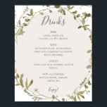 Poster Primavera Wildflower | Posto de Menu Bebidas Branc<br><div class="desc">Este primavera | poster de bebidas brancas é perfeito para o seu casamento rude de vintage. A design apresenta flores silvestres coloridas, elegantes e pastéis e minimalistas, cor d'água. Ele lembra o espectador de um clássico e simples prado de jardim de verão da boêmia. Um destaque do design é como...</div>