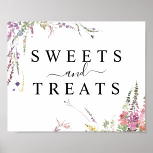 Poster Primavera Wildflower Wedets & Treats Dessert
