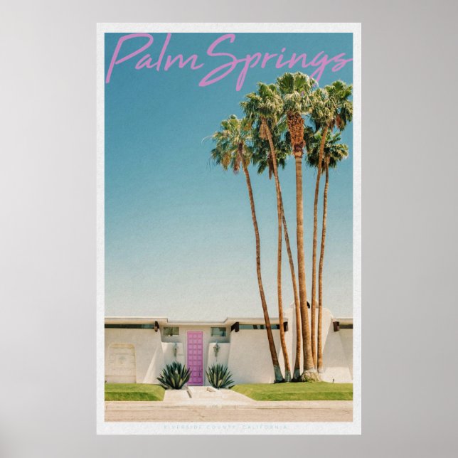 Poster Primaveras Retro Palm Porta Rosa (Frente)