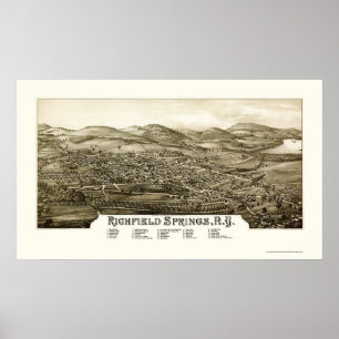 Pôster Primaveras Richfield, Mapa Panorâmico NY - 1886