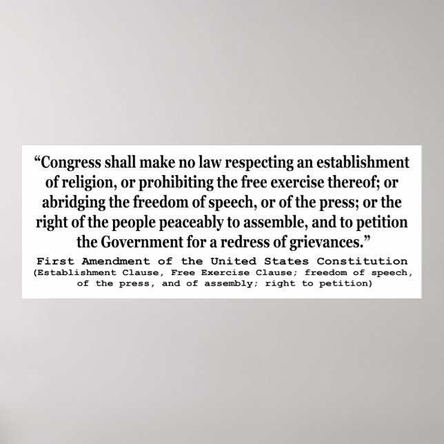 Poster Primeira Emenda à Constituição dos Estados Unidos (Frente)