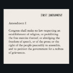 Pôster Primeira Emenda Constituição Liberdade de Expressã<br><div class="desc">Texto: Alteração I Congresso não fará lei que respeite o estabelecimento da religião, ou que proíba o seu livre exercício, ou que reduza a liberdade de expressão, ou de imprensa, ou o direito das pessoas de se reunirem pacificamente, e de apresentar petições à governo para que seja feita uma reparação...</div>