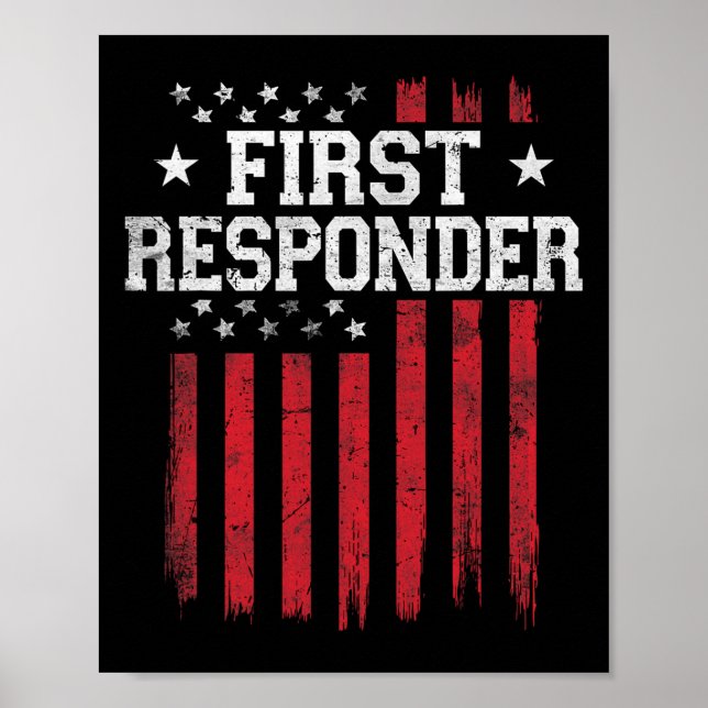 Poster Primeira Resposta Orgulhosa Bandeira Americana Usa (Frente)