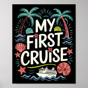 Poster primeira vez cruzeiro viagem de navio férias em fa