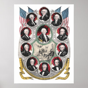 Pôster Primeiras dez Presidentes dos Estados Unidos