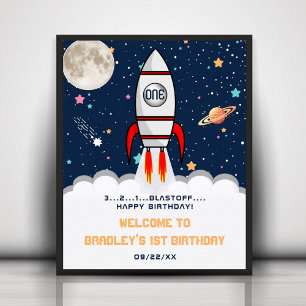 Poster primeiro aniversario Astronauta do Foguete Externo