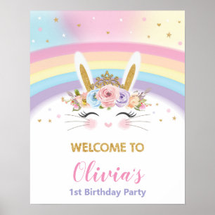 Poster Primeiro aniversario Coelho Bonito - Arco-Íris - S