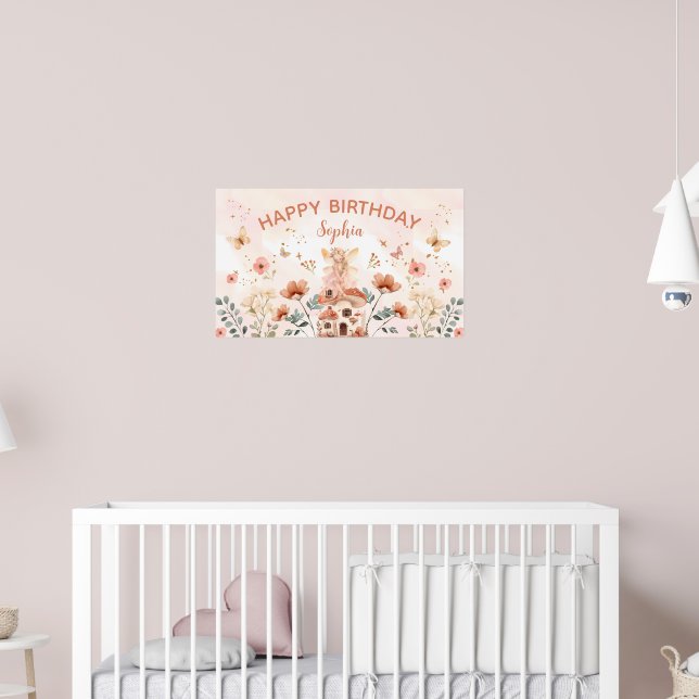 Poster Primeiro Aniversário da Garota do Cogumelo Florest (Berçário 2)