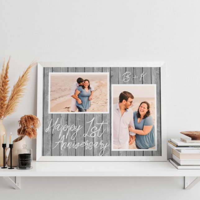 Poster Primeiro Aniversário de Casamento 2 Colagem de Fot (First Wedding Anniversary 2 Photo Collage Poster
)