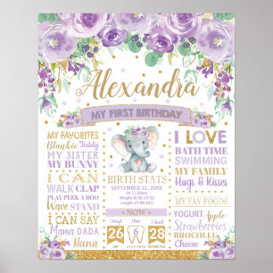 Poster Primeiro aniversario de Elefante Roxo - Estatístic