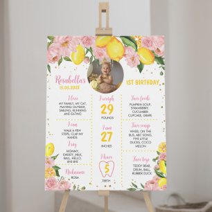Poster Primeiro aniversario de Lemon, Moça Floral Rosa