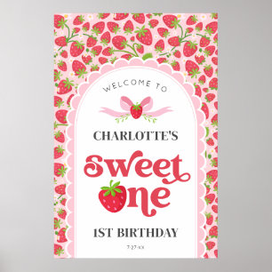 Poster Primeiro aniversario de Morango Doce 24x36 Bem-vin