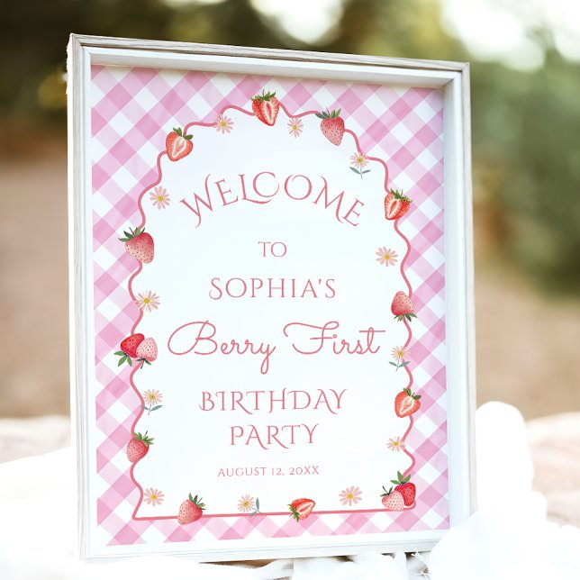 Poster Primeiro aniversario de Morango Wavy Berry Primeir (Criador carregado)