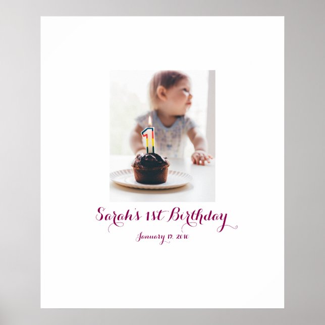 Poster Primeiro aniversário do bebê 1rua Sign In Party Co (Frente)