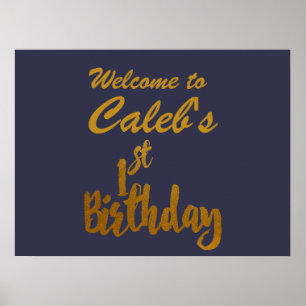 Poster primeiro aniversario Dourado Qualquer Banner de Pa