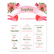 primeiro aniversario Milestone Floral Bonito Rosa