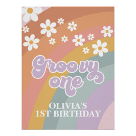 Pôster Primeiro aniversario Retro Arco-Íris Um