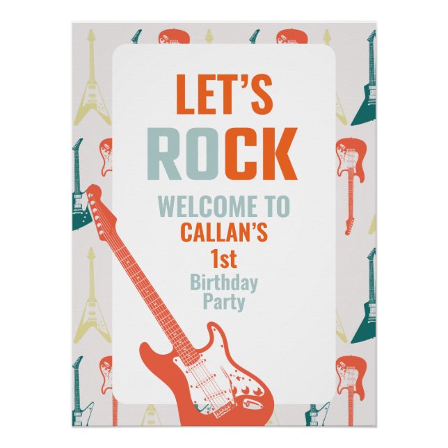 Pôster Primeiro aniversario Rock n Roll Rockstar Bem-vind (Frente)