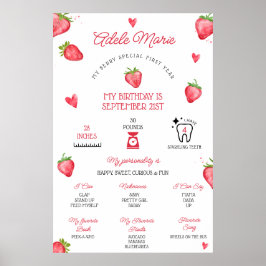 Poster Primeiro Aniversário Tema Morango