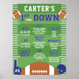 Poster Primeiro Ano De Absorção De Espuma Azul De Futebol