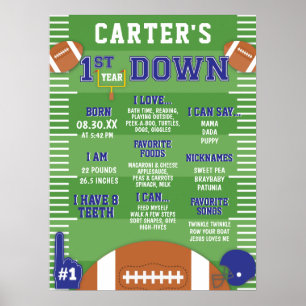 Poster Primeiro Ano De Absorção De Espuma Azul De Futebol