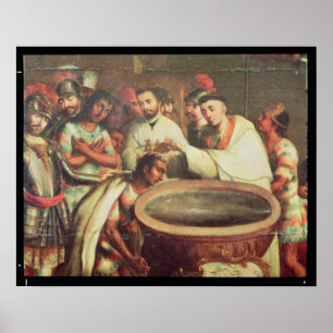 Pôster Primeiro baptismo dos indianos pelos Dominicans