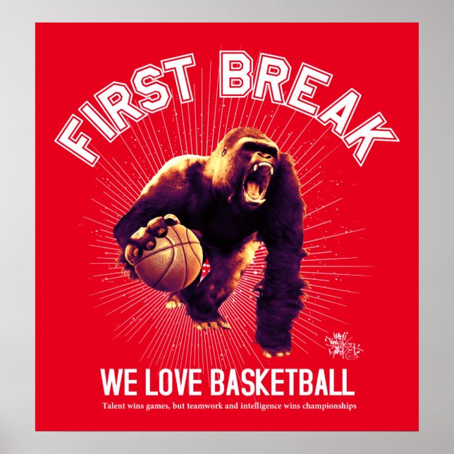 Poster Primeiro Break, Love Basball, gorila (verme branco (Frente)