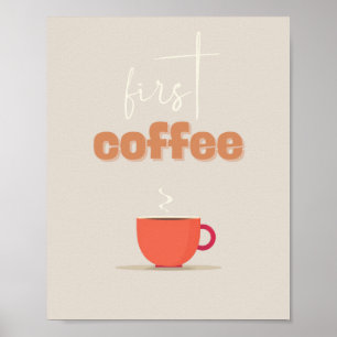 Poster Primeiro Cartaz de Café – Arte de Cozinha de Xícar