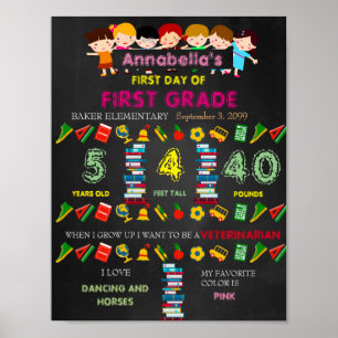 Pôster Primeiro dia da MENINA DE PRIMEIRO GRAU, do preto