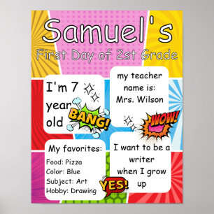 Poster Primeiro Dia de Aula Personalizado, História em Qu