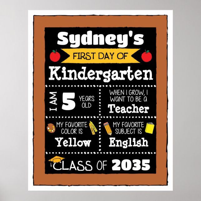 Poster Primeiro dia de aula sinaliza arte estudantil - am (Frente)