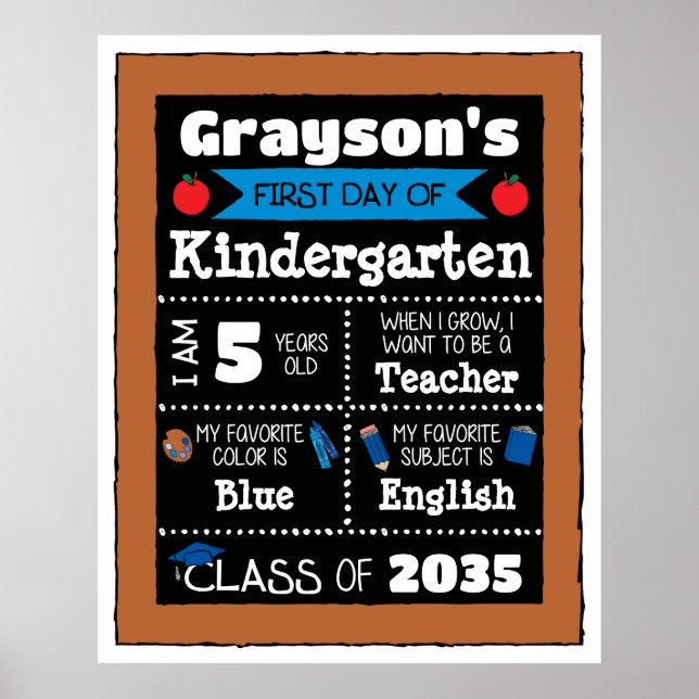 Poster Primeiro dia de aula sinaliza arte estudantil - az (Frente)