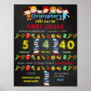 Pôster Primeiro dia do MENINO DE PRIMEIRO GRAU, do preto