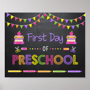 Poster Primeiro dia do sinal pré-escolar, de volta ao