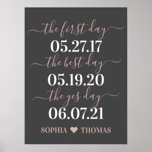 Poster Primeiro Dia Melhor Dia Sim Dia Casamento Data Sin