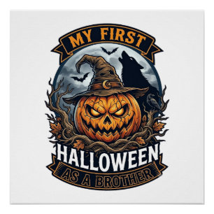 Pôster Primeiro Halloween Como Irmão Pumpkin Wolf Moon_1