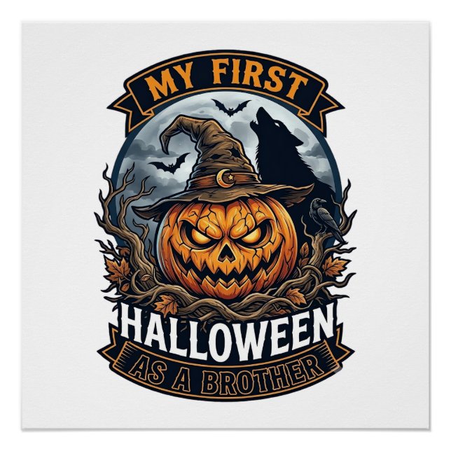 Pôster Primeiro Halloween Como Irmão Pumpkin Wolf Moon_1 (Frente)