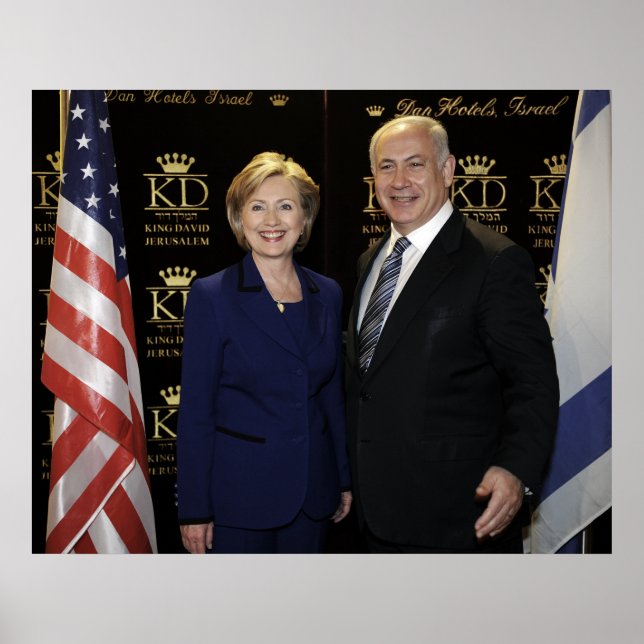 Pôster Primeiro Ministro Netanyahu e Hillary Clinton (Frente)