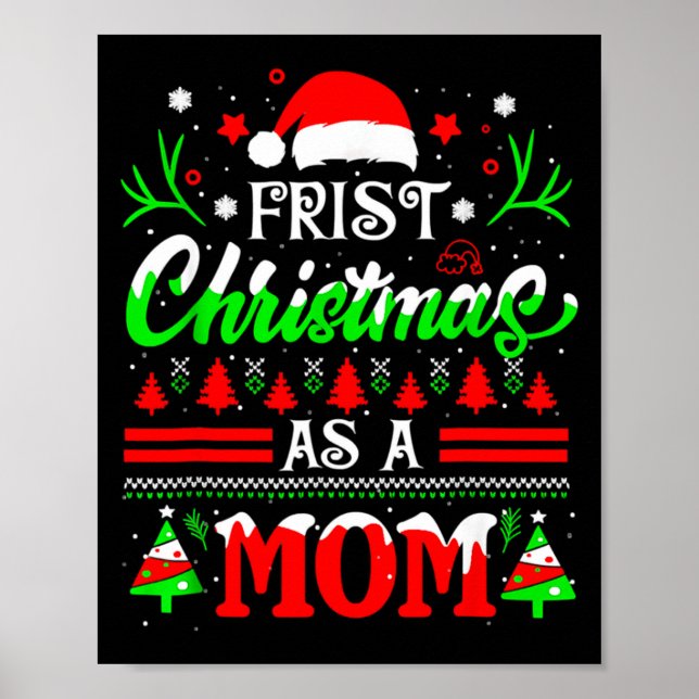 Poster Primeiro Natal como Mãe Engraçado Nova Mãe Xmas Ma (Frente)