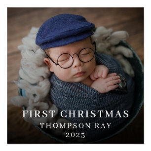 Pôster Primeiro Natal do Bebê, uma foto recém-nascida