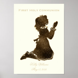 Poster Primeiro ouro Praying da menina do comunhão