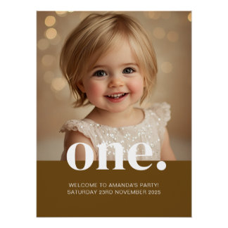 Pôster Primeiro Poster de Foto de Aniversário em Brown