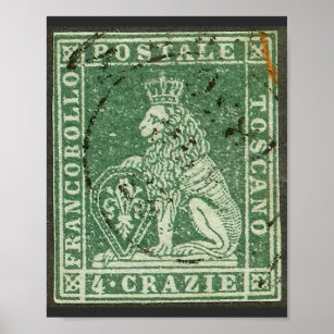 Poster Primeiro selo postal - Toscana (1851)