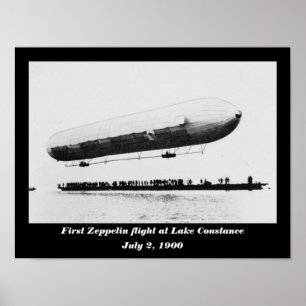 Pôster Primeiro voo Zeppelin no lago Constance