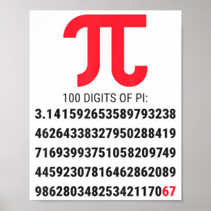 Poster Primeiros 100 Dígitos De Pi 67 Nerds Geeks Profess