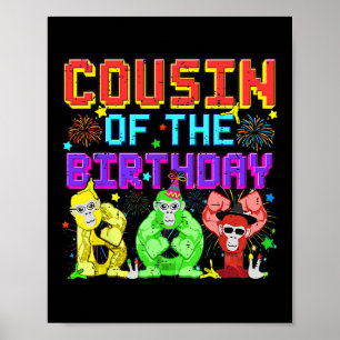 Poster Primo Da Família De Gajos De Gorila De Aniversário