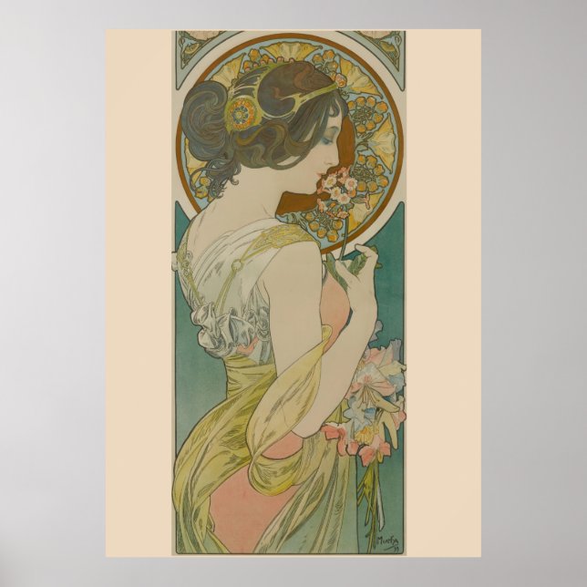 Poster Primrose por Alphonse Mucha (1899) (Frente)