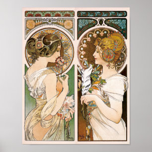 Poster Primroses e Penas, Mucha