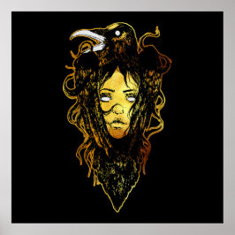Poster Princesa Abraçada por um Corvo